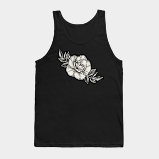 Peony Black and White Flower Sketching Desing Tank Top